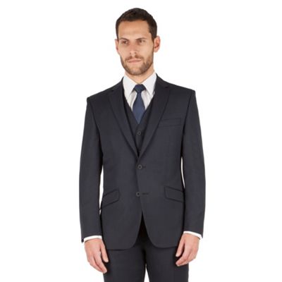 J by Jasper Conran J by Jasper Conran Navy micro 1 button front tailored fit occasions suit jacket